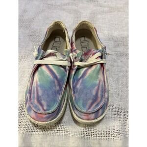 Hey Dude Women Size 6 Wendy Tie Dye Slip-On Rose Candy Purple Pink Shoes